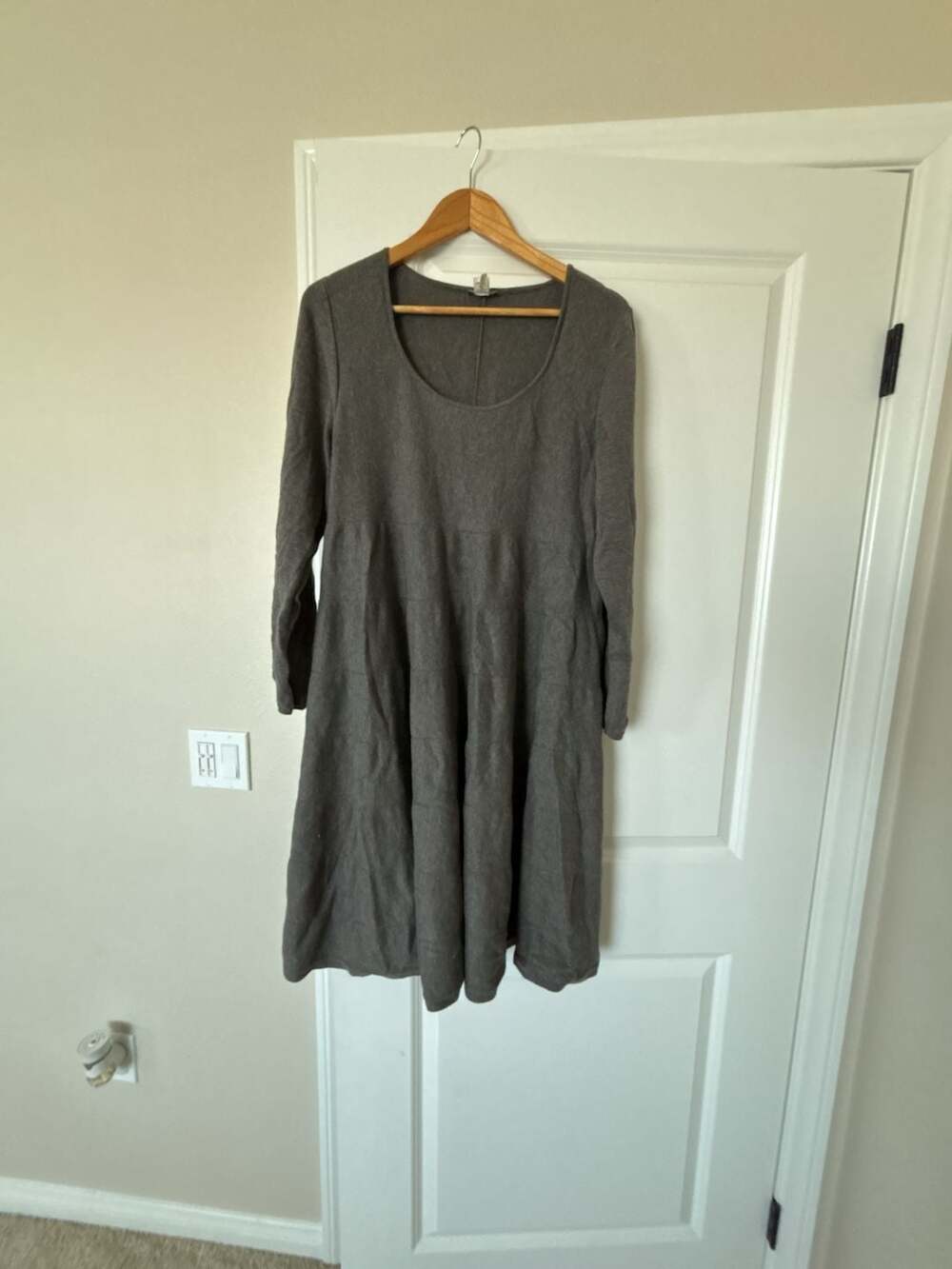 J.Jill Cotton Silk Blend Long Sleeve Tiered Babydoll Dress